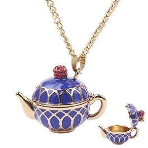 Kate Spade | Disney ~ Alice In Wonderland Teapot Locket 12k Gold Bead Necklace